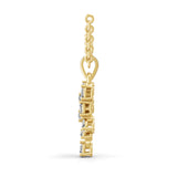 0.48Ct Lab Grown Pear Round Diamond Cascade Pendant 14K Fine Gold Necklace