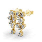 14K Fine Gold Round Pear Lab Grown Diamond Cluster Dangle Earrings 0.96Ct