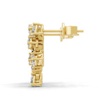 14K Fine Gold Round Pear Lab Grown Diamond Cluster Dangle Earrings 0.96Ct