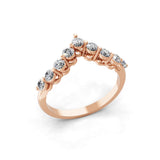 14K Fine Gold Lab Grown Diamond Band 0.59Ct Round Cut Ring