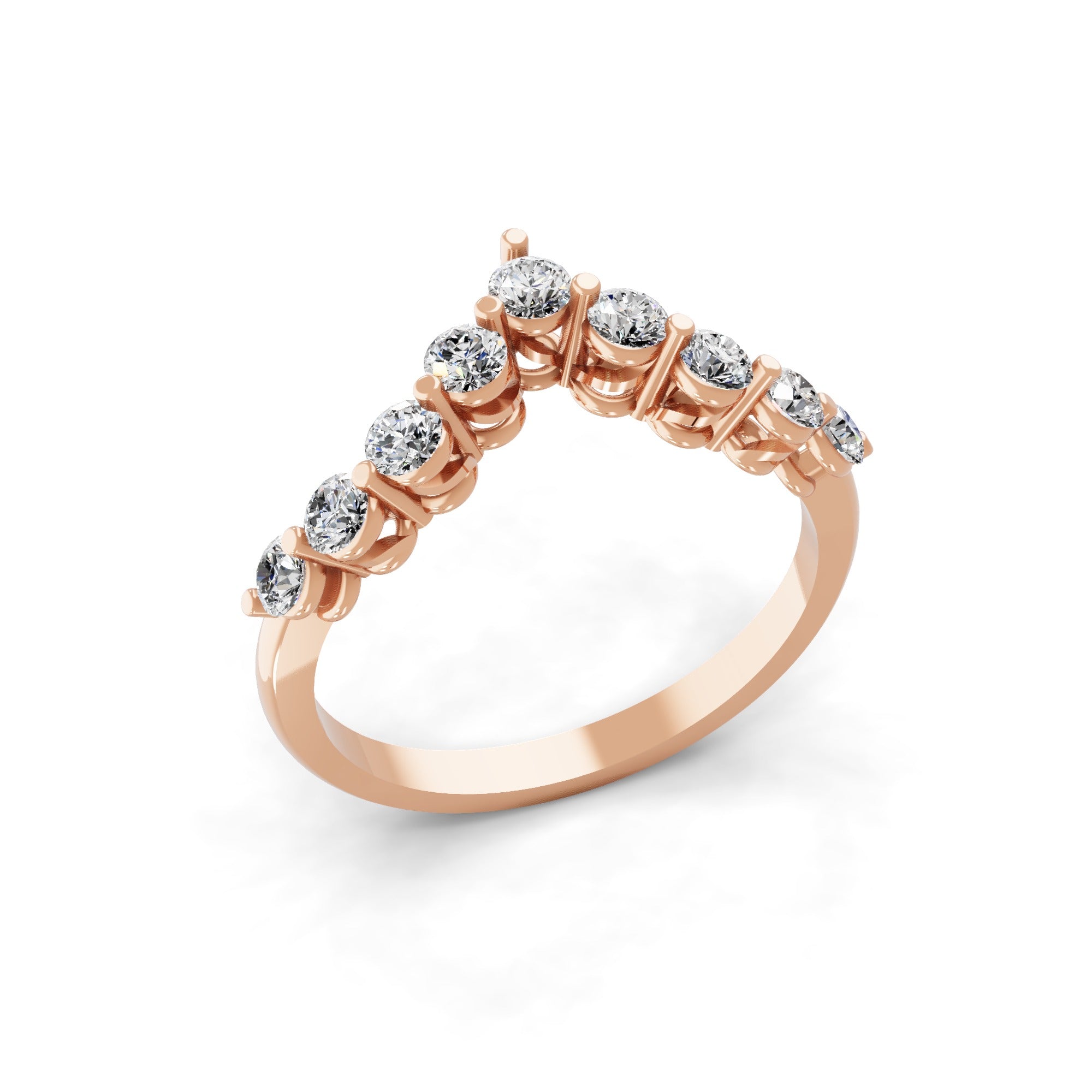 14K Fine Gold Lab Grown Diamond Band 0.59Ct Round Cut Ring