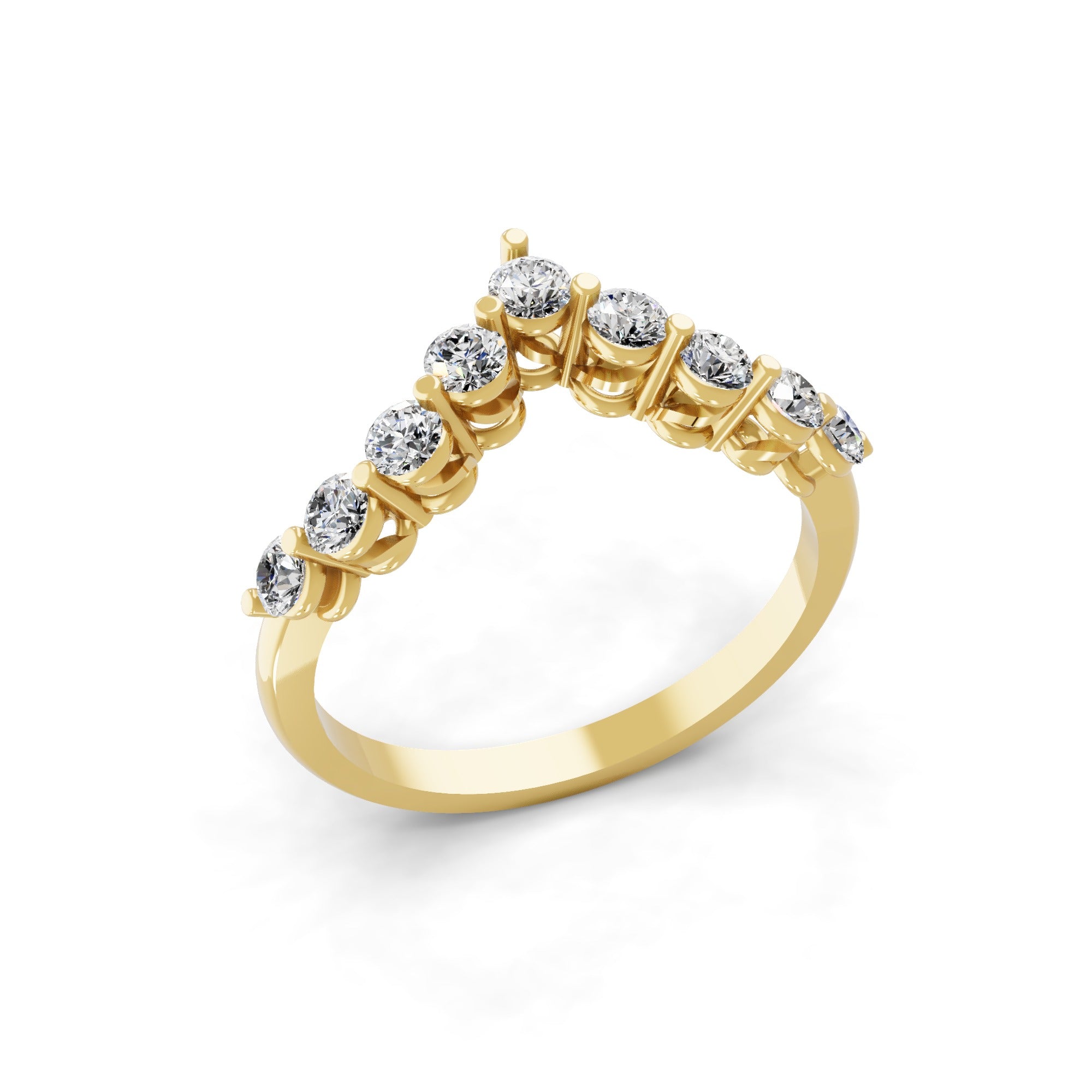 14K Fine Gold Lab Grown Diamond Band 0.59Ct Round Cut Ring