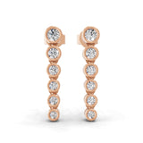 Bezel Set Lab Grown Round Cut Diamond 0.43Ct Drop Earrings 14K Fine Gold