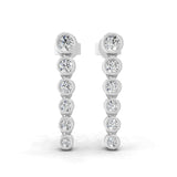 Bezel Set Lab Grown Round Cut Diamond 0.43Ct Drop Earrings 14K Fine Gold
