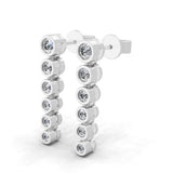 Bezel Set Lab Grown Round Cut Diamond 0.43Ct Drop Earrings 14K Fine Gold