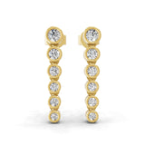 Bezel Set Lab Grown Round Cut Diamond 0.43Ct Drop Earrings 14K Fine Gold