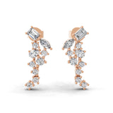 0.71Ct Multi Shaped Lab Grown Diamond Cluster Dangle Earrings 14K Gold