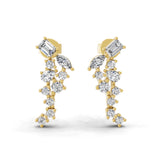 0.71Ct Multi Shaped Lab Grown Diamond Cluster Dangle Earrings 14K Gold