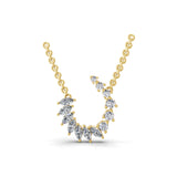 14K Fine Gold Round Marquise Cut Lab Grown Diamond Pendant Necklace 0.98Ct