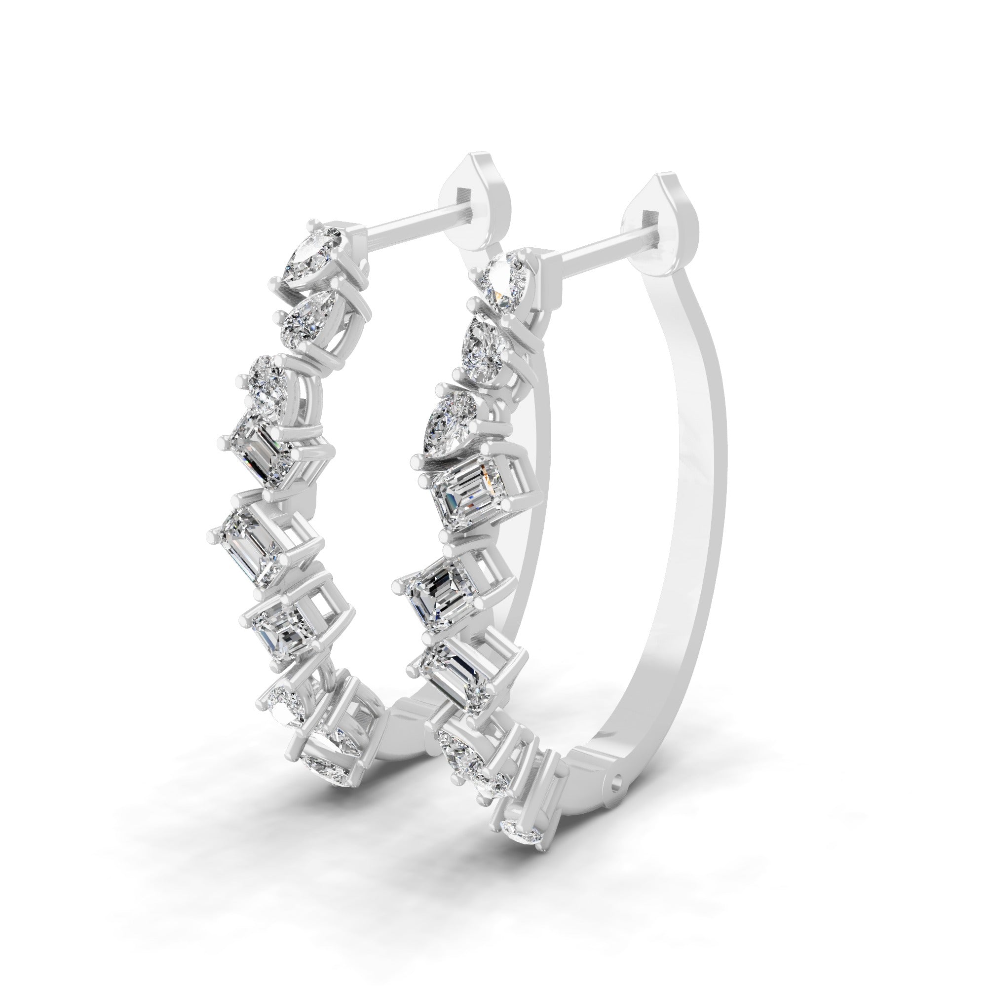 Lab Grown Diamond Emerald Cut 1.14Ct Hoop Earring 14K Fine Gold