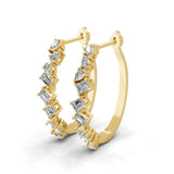 Lab Grown Diamond Emerald Cut 1.14Ct Hoop Earring 14K Fine Gold