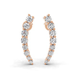 0.73 Ct Lab Grown Round Diamond White Gold Climber Earring