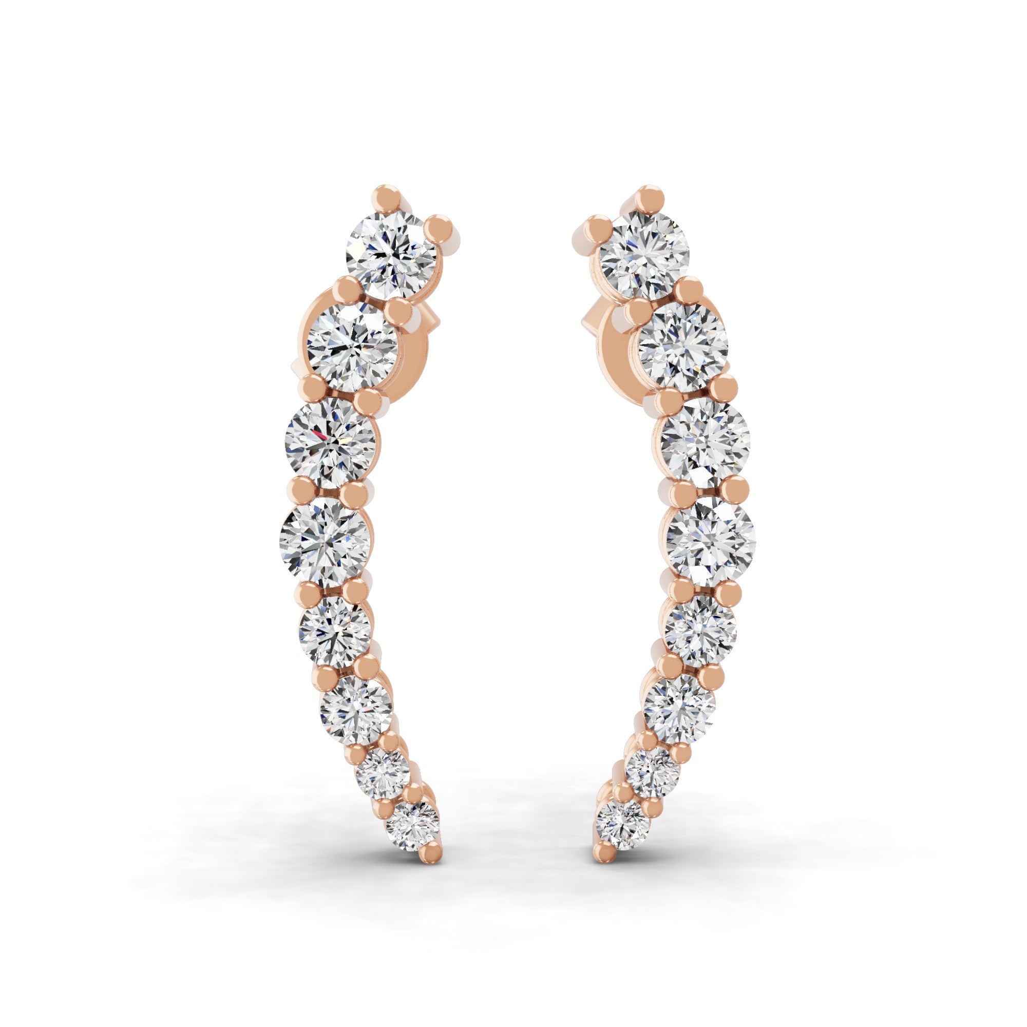 0.73 Ct Lab Grown Round Diamond White Gold Climber Earring