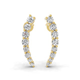 0.73 Ct Lab Grown Round Diamond White Gold Climber Earring