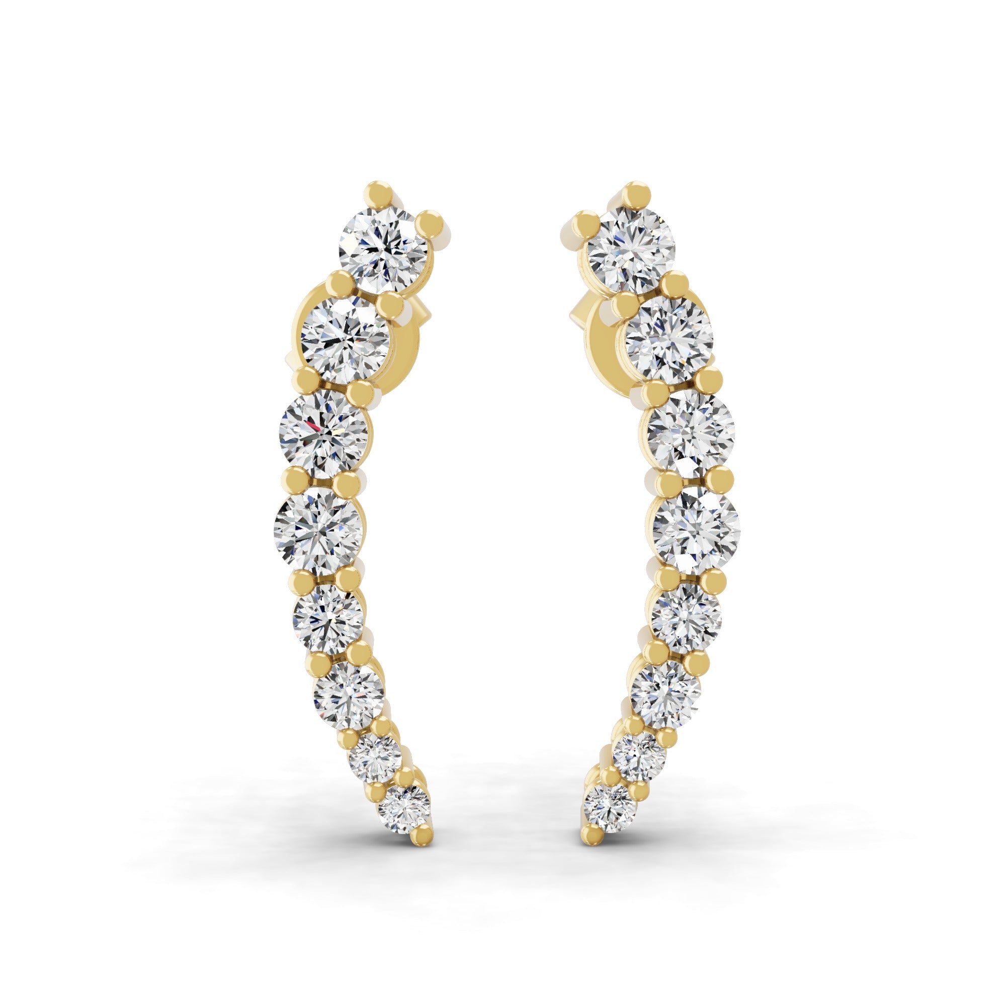 0.73 Ct Lab Grown Round Diamond White Gold Climber Earring