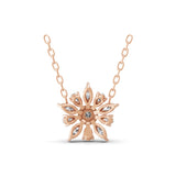Lab Grown Multi Shaped Diamond 0.62Ct Sunflower Pendant 14K Fine Gold Necklace