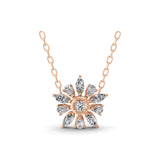 Lab Grown Multi Shaped Diamond 0.62Ct Sunflower Pendant 14K Fine Gold Necklace
