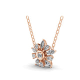 Lab Grown Multi Shaped Diamond 0.62Ct Sunflower Pendant 14K Fine Gold Necklace