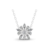 Lab Grown Multi Shaped Diamond 0.62Ct Sunflower Pendant 14K Fine Gold Necklace