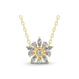 Lab Grown Multi Shaped Diamond 0.62Ct Sunflower Pendant 14K Fine Gold Necklace