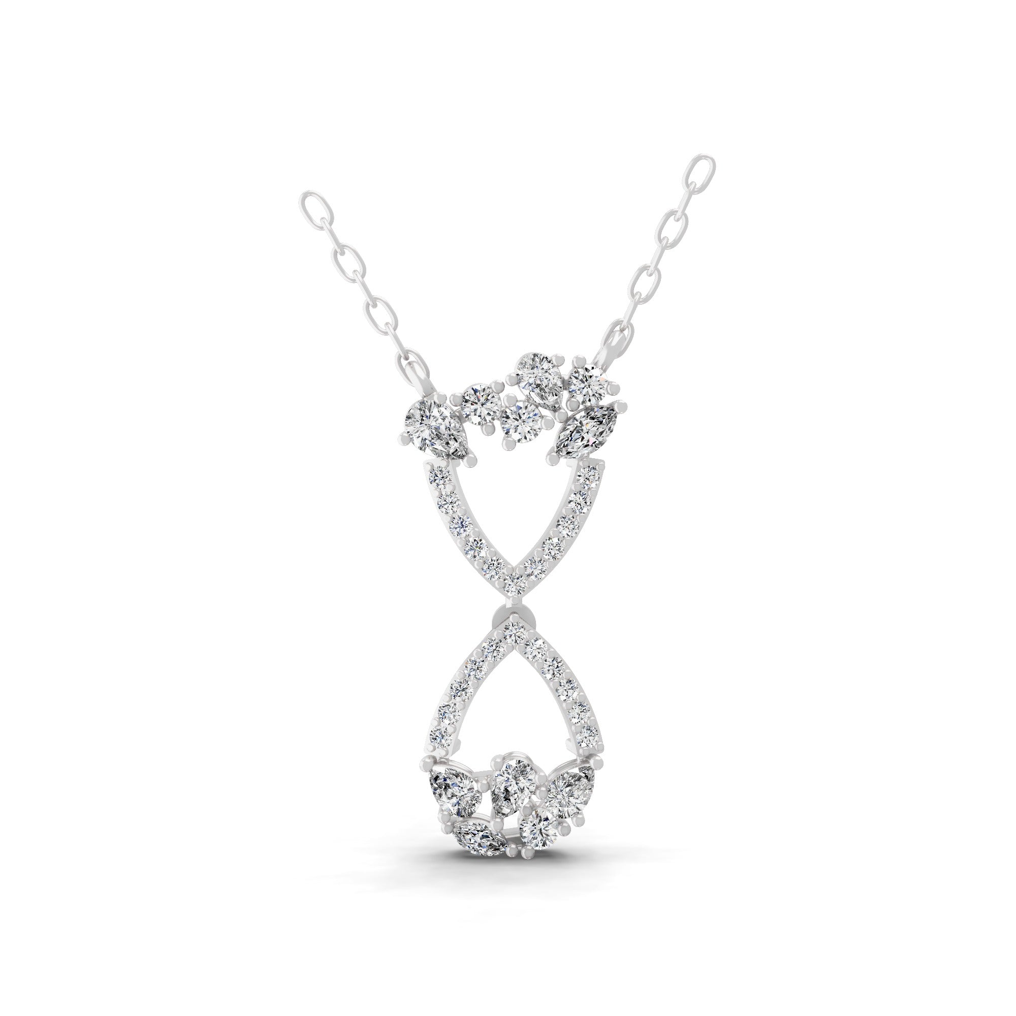 Multi Cut Lab Grown Diamond 0.63Ct Charm Pendant 14 Fine Gold Necklace