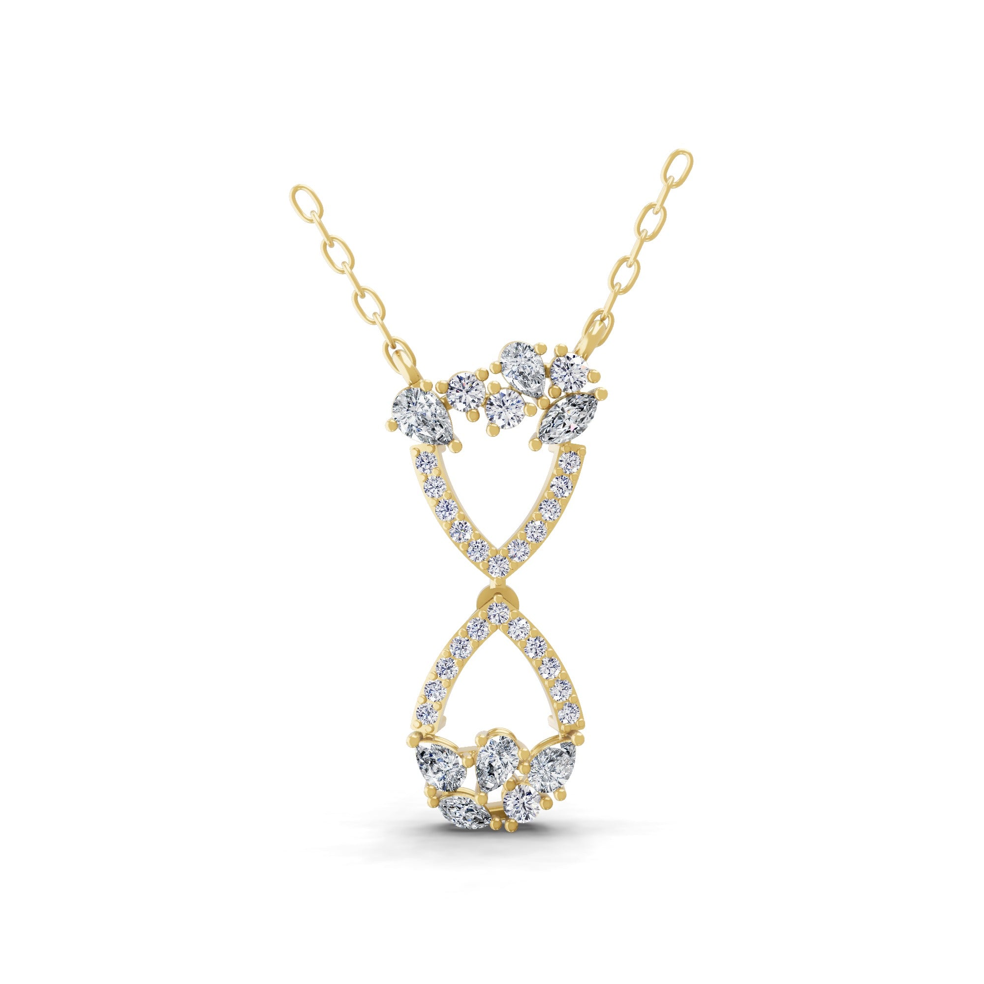 Multi Cut Lab Grown Diamond 0.63Ct Charm Pendant 14 Fine Gold Necklace