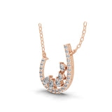 1.06Ct Horseshoe Pendant Round Pear Pave Lab Grown Diamond 14K Fine Gold Necklace