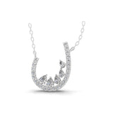 1.06Ct Horseshoe Pendant Round Pear Pave Lab Grown Diamond 14K Fine Gold Necklace