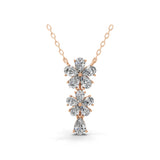 3.10Ct Pear Cut Lab Grown Diamond 14K Fine Gold Flower Pendant Necklace