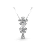 3.10Ct Pear Cut Lab Grown Diamond 14K Fine Gold Flower Pendant Necklace