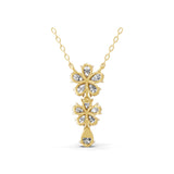 3.10Ct Pear Cut Lab Grown Diamond 14K Fine Gold Flower Pendant Necklace