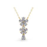 3.10Ct Pear Cut Lab Grown Diamond 14K Fine Gold Flower Pendant Necklace