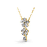 3.10Ct Pear Cut Lab Grown Diamond 14K Fine Gold Flower Pendant Necklace