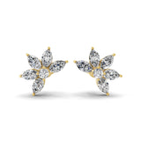 Floral Cluster Stud Earrings Lab Grown 2.07Ct Diamond 14K Fine Gold