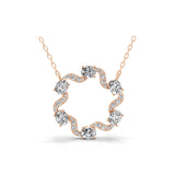 14K Fine Gold Lab Grown Round Oval Diamond Circular Design Pendant 2.52Ct Necklace
