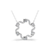 14K Fine Gold Lab Grown Round Oval Diamond Circular Design Pendant 2.52Ct Necklace