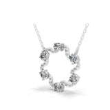 14K Fine Gold Lab Grown Round Oval Diamond Circular Design Pendant 2.52Ct Necklace