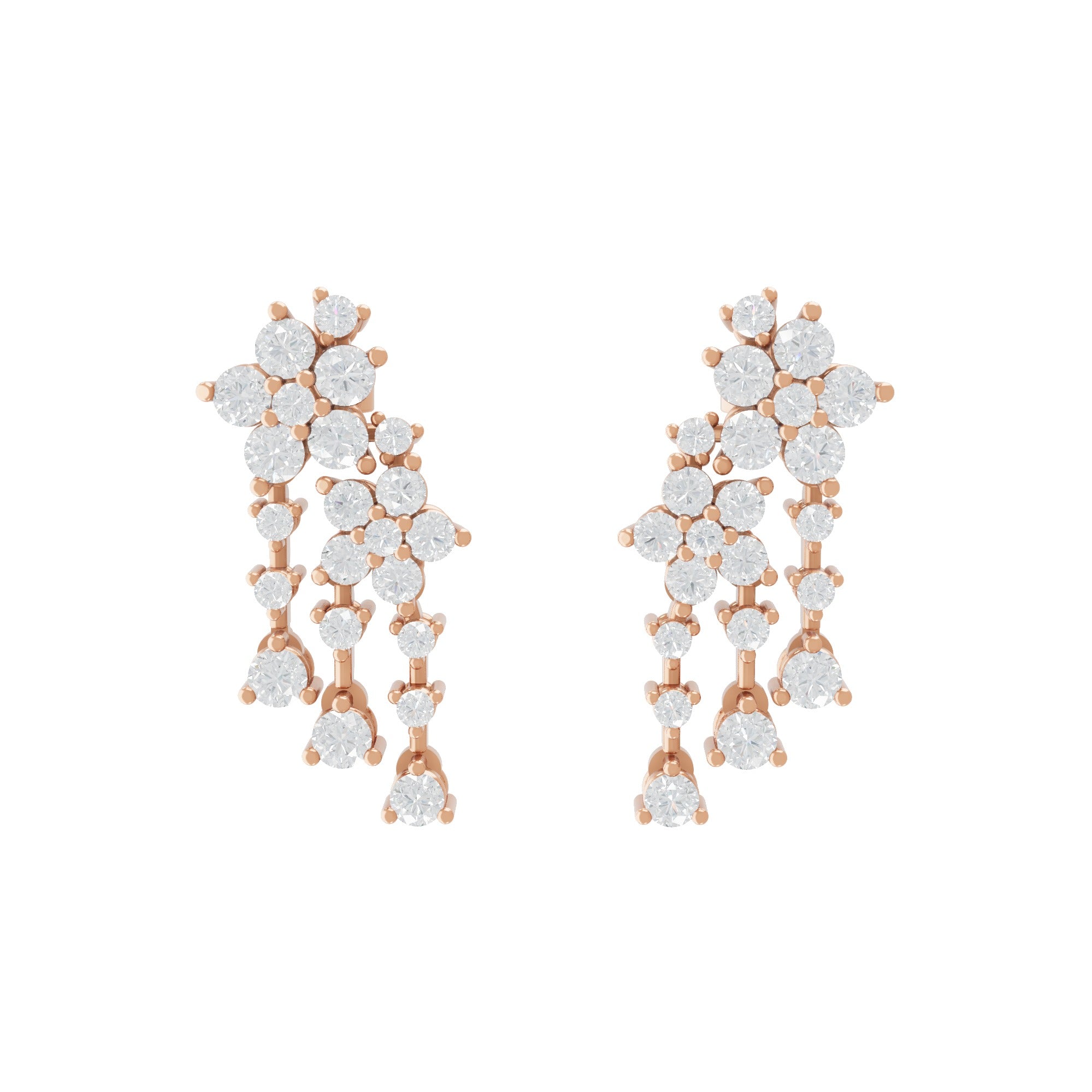 Round Cut 14K Fine Gold Lab Grown Diamond 1.62Ct Dangle Drop Earrings