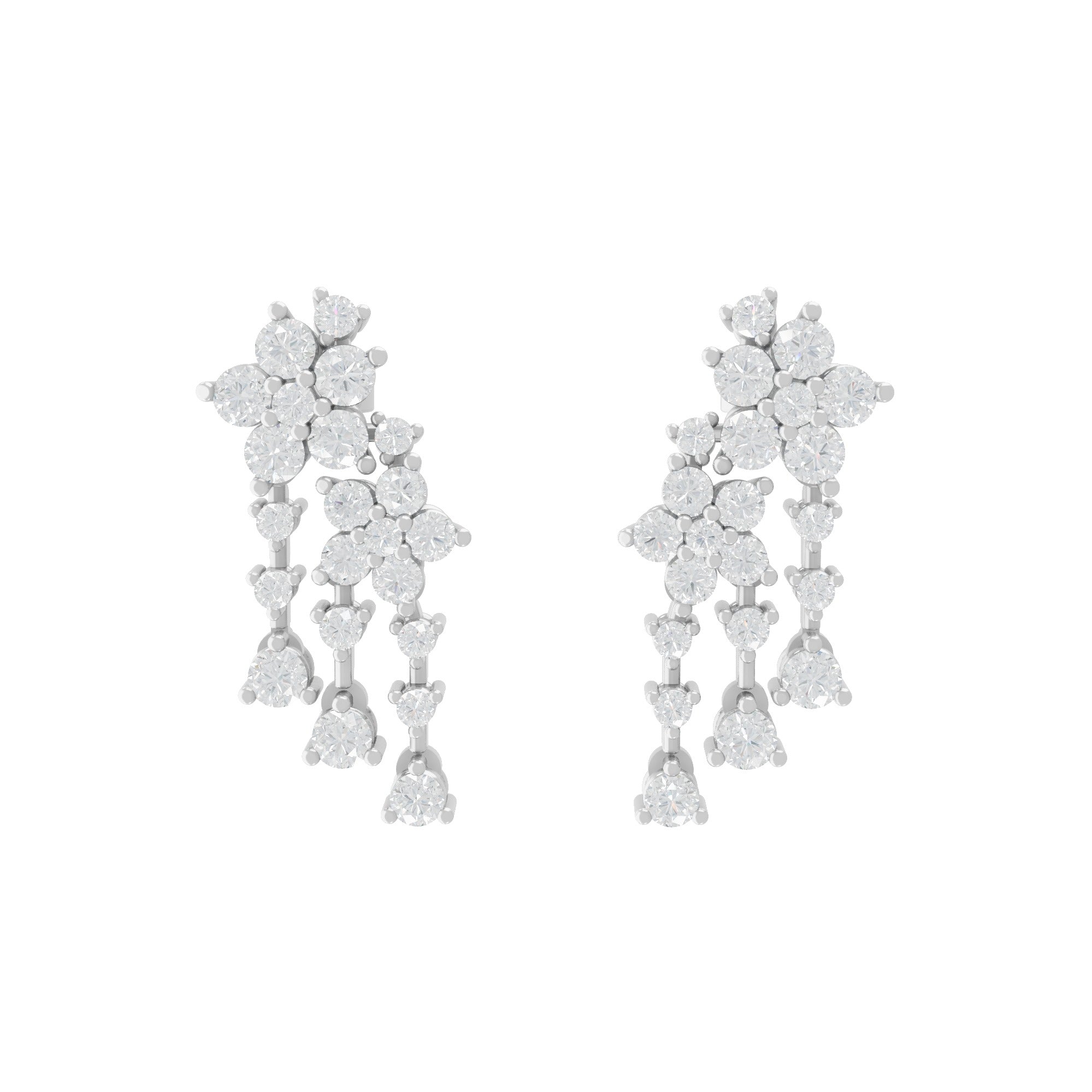 Round Cut 14K Fine Gold Lab Grown Diamond 1.62Ct Dangle Drop Earrings