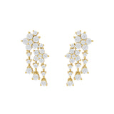 Round Cut 14K Fine Gold Lab Grown Diamond 1.62Ct Dangle Drop Earrings