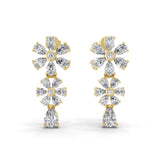 14K Fine Gold Lab Grown Pear Round Diamond Floral Dangle Earrings 4.56Ct