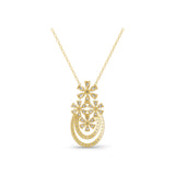 2.68Ct Lab Grown Round Pear Diamond Floral Pendant 14K Fine Gold Necklace