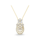 2.68Ct Lab Grown Round Pear Diamond Floral Pendant 14K Fine Gold Necklace