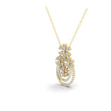 2.68Ct Lab Grown Round Pear Diamond Floral Pendant 14K Fine Gold Necklace
