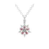 14K Gold Floral Pendant Necklace Cluster Ruby Lab Grown Diamond 0.68Tcw