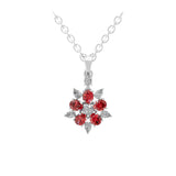 14K Gold Floral Pendant Necklace Cluster Ruby Lab Grown Diamond 0.68Tcw