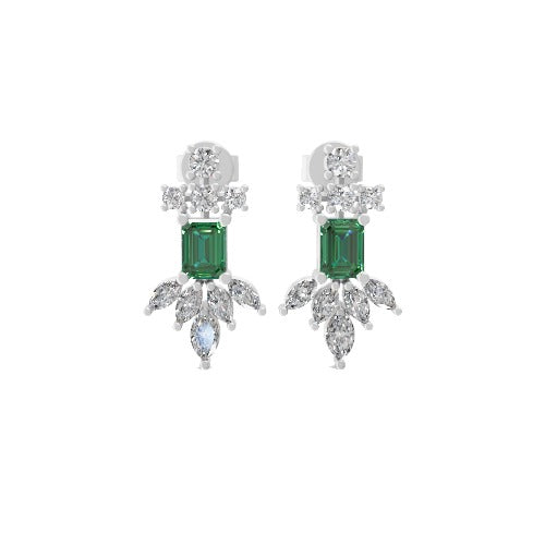 Octagon Emerald 14K Fine Gold Lab Grown Diamond 0.80Tcw Stud Earrings