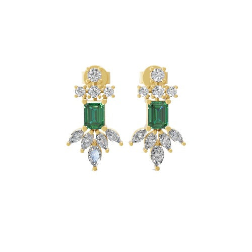 Octagon Emerald 14K Fine Gold Lab Grown Diamond 0.80Tcw Stud Earrings