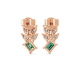 0.82Tcw Octagon Emerald Lab Grown Diamond Stud Earrings 14K Fine Gold