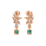 1.44Tcw Emerald Multi Cut Lab Grown Diamond 14K Fine Gold Dangle Earrings